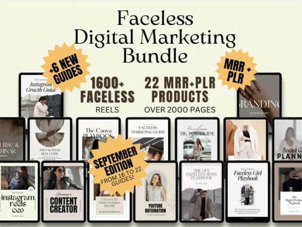 26 Faceless Digital Marketing Products | Done-For-You Business Vault